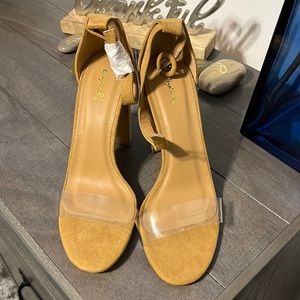 Camel suede heels